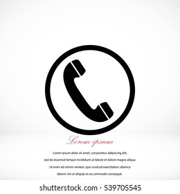 Telephone reciver vector icon, flat design best vector icon