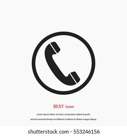 Telephone reciver vector icon, flat design best vector icon
