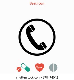 Telephone reciver vector icon, flat design best vector icon