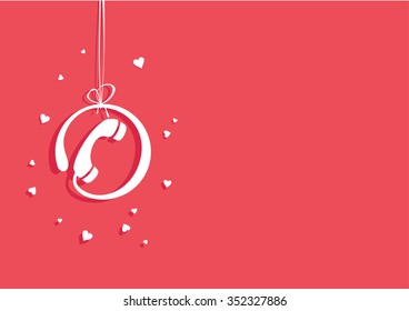 Telephone. Red background. Vector illustration.