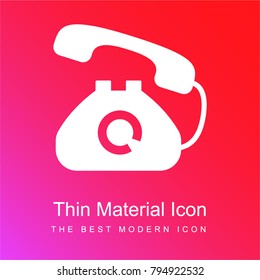 Telephone red and pink gradient material white icon minimal design