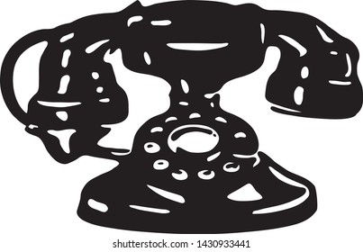 Telephone - Retro Ad Art Illustration of Communication Device