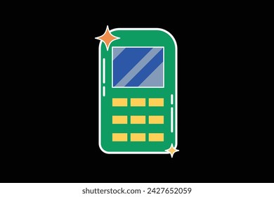 Telephone Retro Flat Sticker Design