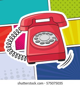 telephone retro pop art design colored background