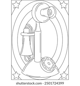 telephone retro technology coloring book page for kids and adults creative coloring mindful relaxation activity
