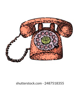 telephone retro technology devices hand drawn. joy control, gamer old, play render digital retro technology devices vector sketch. isolated color illustration