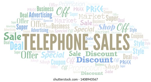 Telephone Sales Word Cloud. Wordcloud Made With Text.
