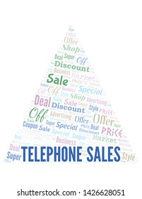 Telephone Sales Word Cloud. Wordcloud Made With Text.