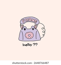 telephone saying hello cute graphics for kids apparel