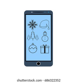 Telephone Screens with Christmas Icons, The vector file is in EPS 8 format, Illustration