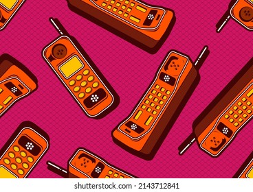 telephone seamless pattern, african textile art, fashion background artwork for print, vector file eps10.