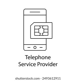 Telephone Service Provider Icon - Mobile Network, Communication Service, Telecom Provider with editable stroke.