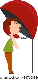 Telephone set, illustration, vector on white background.