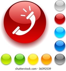  Botón brillante del teléfono. Ilustración vectorial.