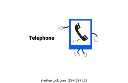 Telephone sign graphic vector illustration with cartoon characters. Graphic design is suitable for children's education, story books, or traffic safety materials. vector illustration