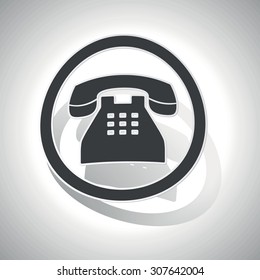 Telephone sign sticker, curved, with outlining and shadow