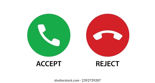 the telephone signal rings. the green button picks up the call and the red button rejects the call