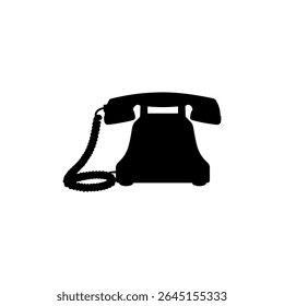 Telephone silhouette icon vector flat design.