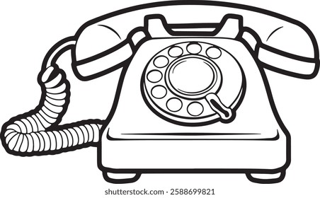 telephone silhouette line art black and white premium stock photos clean white background illustration