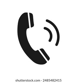 Telephone - simple black icon. Vector illustration