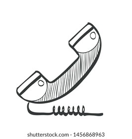 telephone sketched icon, flat vector
