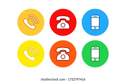 Teléfono, el icono de teléfono inteligente se fija sobre fondo blanco aislado. Vector EPS 10