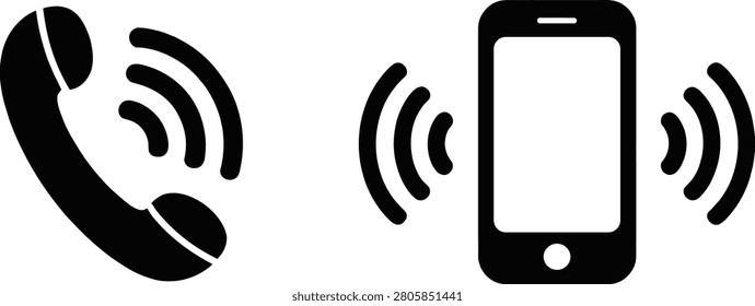 Telephone and smartphone communication icons with communication smartphone technology telecommunication connection cellphone business