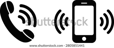 Telephone and smartphone communication icons with communication smartphone technology telecommunication connection cellphone business