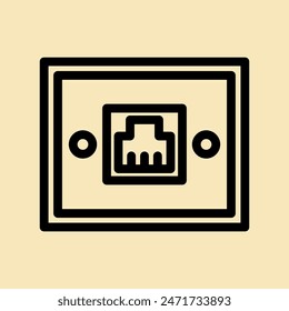 telephone socket line icon illustration vector graphic. Simple element illustration vector graphic, suitable for app, websites, and presentations isolated on white background