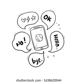 telephone someone doodle white background