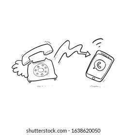 Telephone Someone Doodle White Background