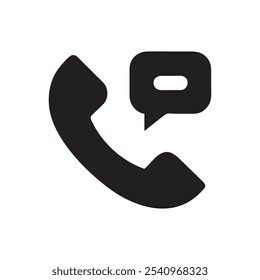 Telephone with speech bubble icon on white background