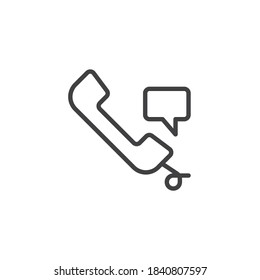 Telefon mit Sprechblase Linie Symbol. lineares Stilzeichen für mobiles Konzept und Webdesign. Umriss-Vektorsymbol des Kundendiensts. Symbol, Logo-Abbildung. Vektorgrafik