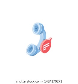 Telephone support, conversation chat, help. Vector 3d isometric color icon new flat style. Creative illustration, idea for infographics.