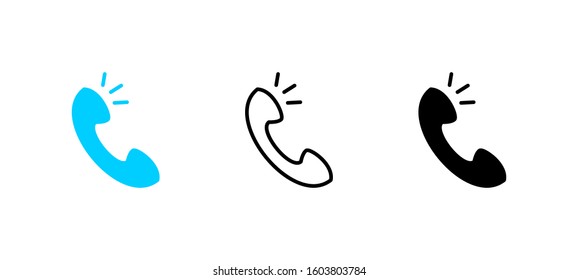 Telephone Support icon. Service flat, silhouette, line vector illustration on white background