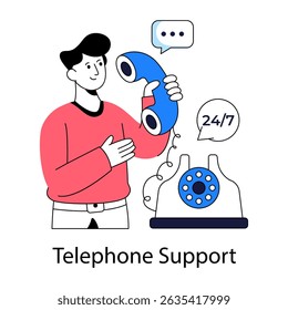 Telephone support illustration, editable vector