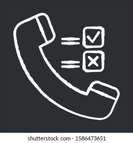 Telephone Survey Chalk Icon. Social Research. Opinion Poll. Consumer, Customer Satisfaction. Feedback. Evaluation. Data Collection. Sociology. Isolated Vector Chalkboard Illustration