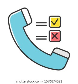 Telephone Survey Color Icon. Social Research. Opinion Poll. Consumer, Customer Satisfaction. Feedback. Evaluation. Data Collection. Sociology. Isolated Vector Illustration