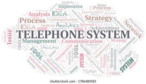 Nube de palabras vectorial de la tipografía del sistema telefónico.