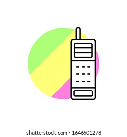 Telefontechnologie-Symbol. Einfache Vektorillustration, Umrisskretur im Farbkreis von Retro-90er-Stilsymbolen für i und ux, Website oder mobile Anwendungen