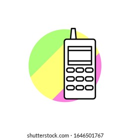 Telephone technology icon. Simple line, outline vector in color circle of retro 90s style icons for ui and ux, website or mobile application