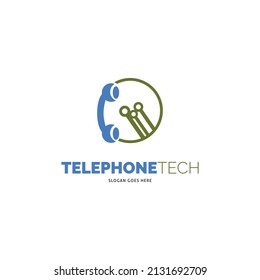 Telephone Technology Icon Vector Logo Template Illustration Design