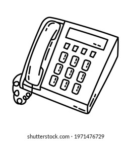 Telephone as Telecommunication Equipment Hand Drawn Icon Set Vector.