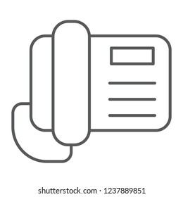 Telephone thin line icon, call and communication, phone sign, vector graphics, a linear pattern on a white background, eps 10.