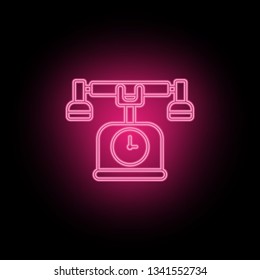 Telephone, time neon icon can be used to illustrate topics about SEO optimization, data analytics, website performace - Vector