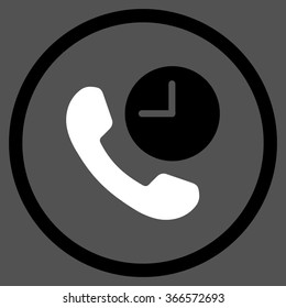 Telephone Time vector icon. Style is flat circled symbol, color, rounded angles, white background.