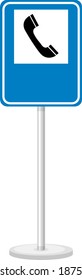 Telephone traffic sign with stand isolated on white background illustration