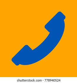 Telephone tube icon. Vector. Medium teal blue icon on orange background.