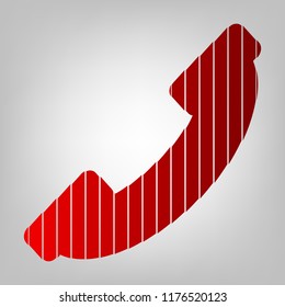Telephone tube icon. Vector. Vertically divided icon with colors from reddish gradient in gray background with light in center.