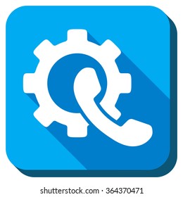 Telephone Tuning vector icon. Style is rounded square light blue button with long shadows. Symbol color is white.